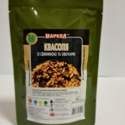Квасоля МАКРО зі свининою та овочами ПАК 350 гр.