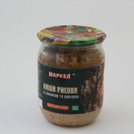 Каша Рисова МАКРО зі свининою та овочами БАН 450 гр.