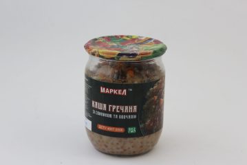 Гречана каша зі свининою в скляній банці